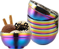 Rainbow Bowl Set of 6, 304 Stainless Steel Dinnerware Metal Double-walled Insula