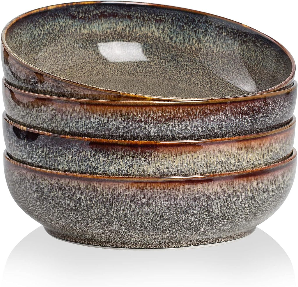 30oz Pasta bowls set-8" serving bowls-salad bowl set of 4-ceramic Dinner bowls